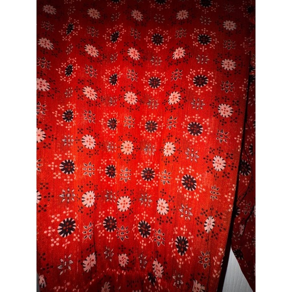 MISA Los Angeles Floral Print Mini Dress Ruffle Trim Long‎ Sleeve Red XL - Picture 14 of 14